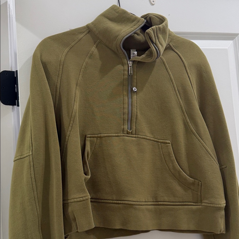Lululemon Scuba Oversized Funnel Neck Half-Zip - Bronze Green